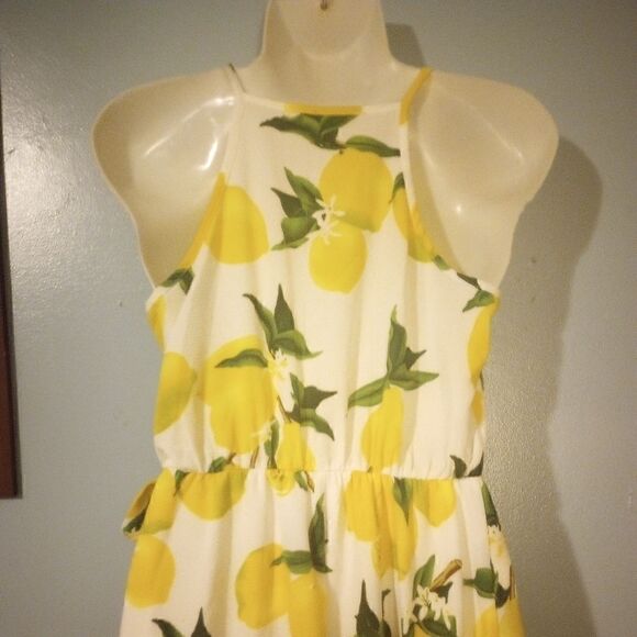 Lemon print faux wrap dress with spaghetti strap - Picture 5 of 8
